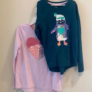 Cat & Jack flippy sequin long sleeve t-shirt. Size large.  Set of 2